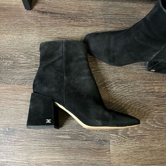 SAM EDELMAN DARUBY BOOTIE IN BLACK SUEDE - Picture 6 of 14